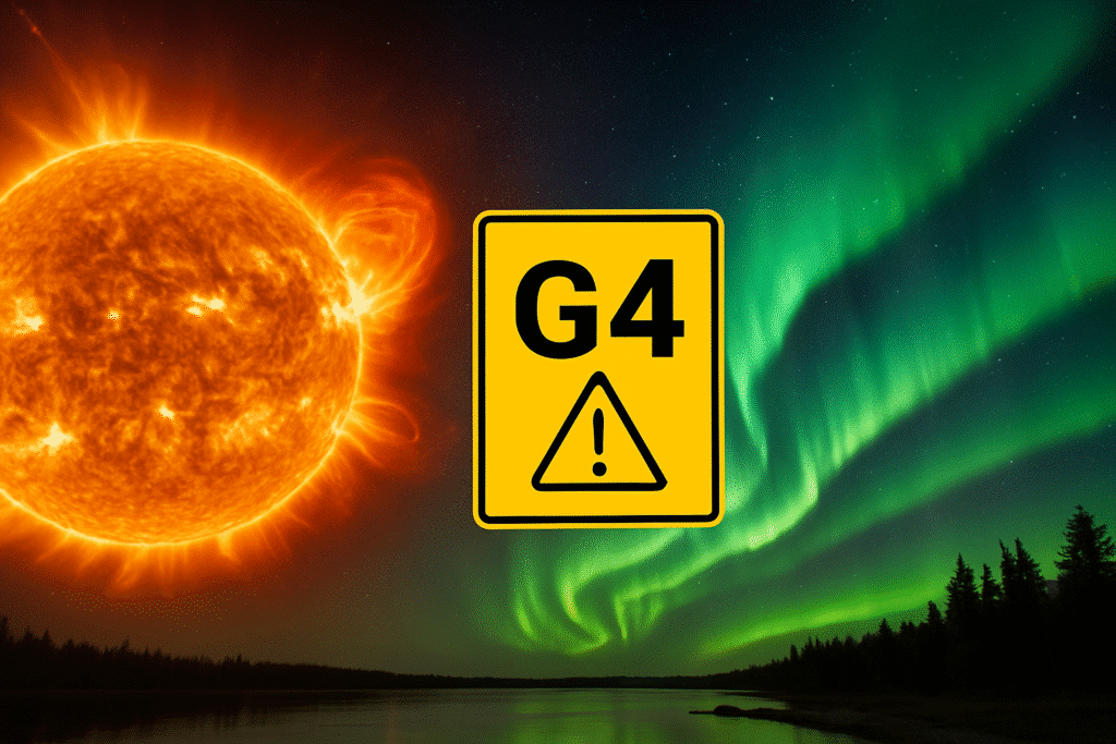 Die US-Wetterbeh&ouml;rde NOAA stuft den geomagnetischen Sturm auf der zweith&ouml;chsten Warnstufe G4 ein.