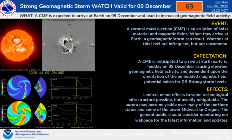 Geomagnetische unwetter warnung 09.12-10.12.2025
